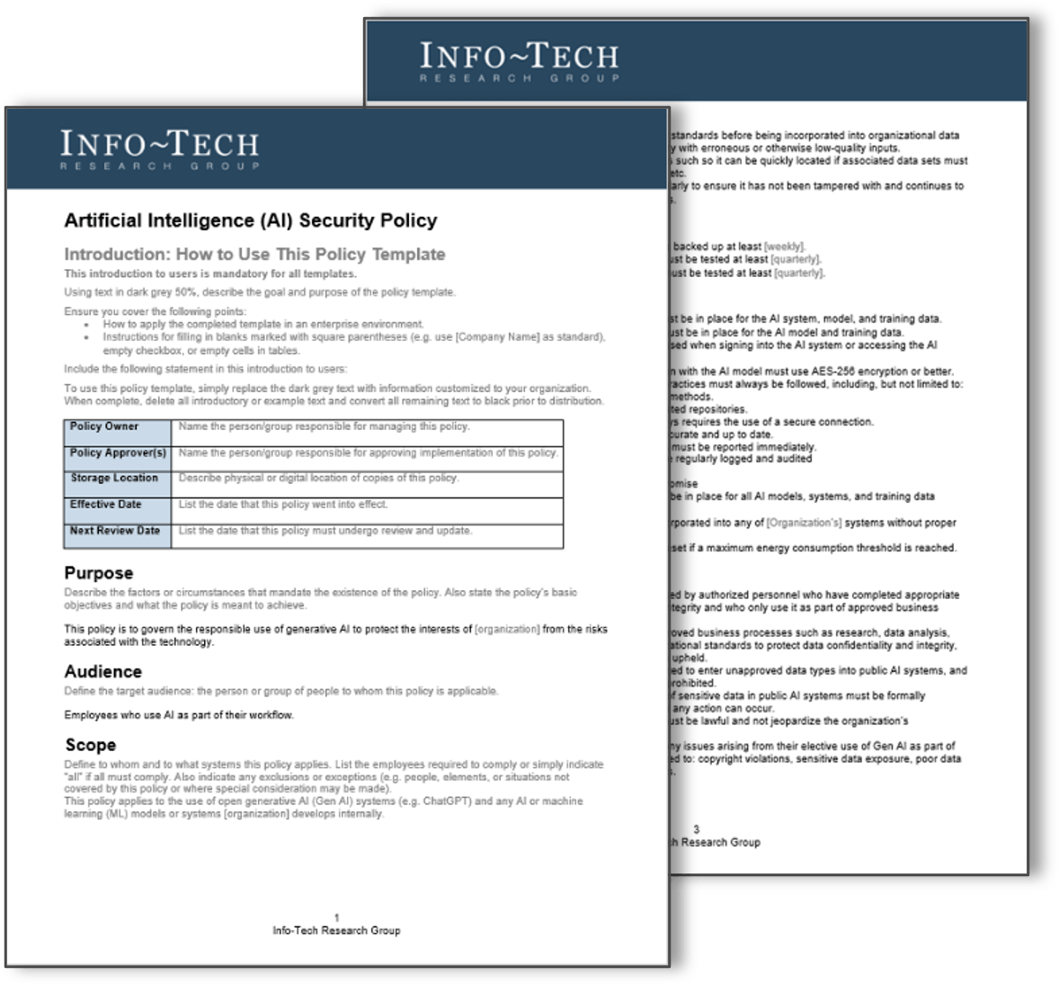 Sample of the AI Security Policy Template deliverable.